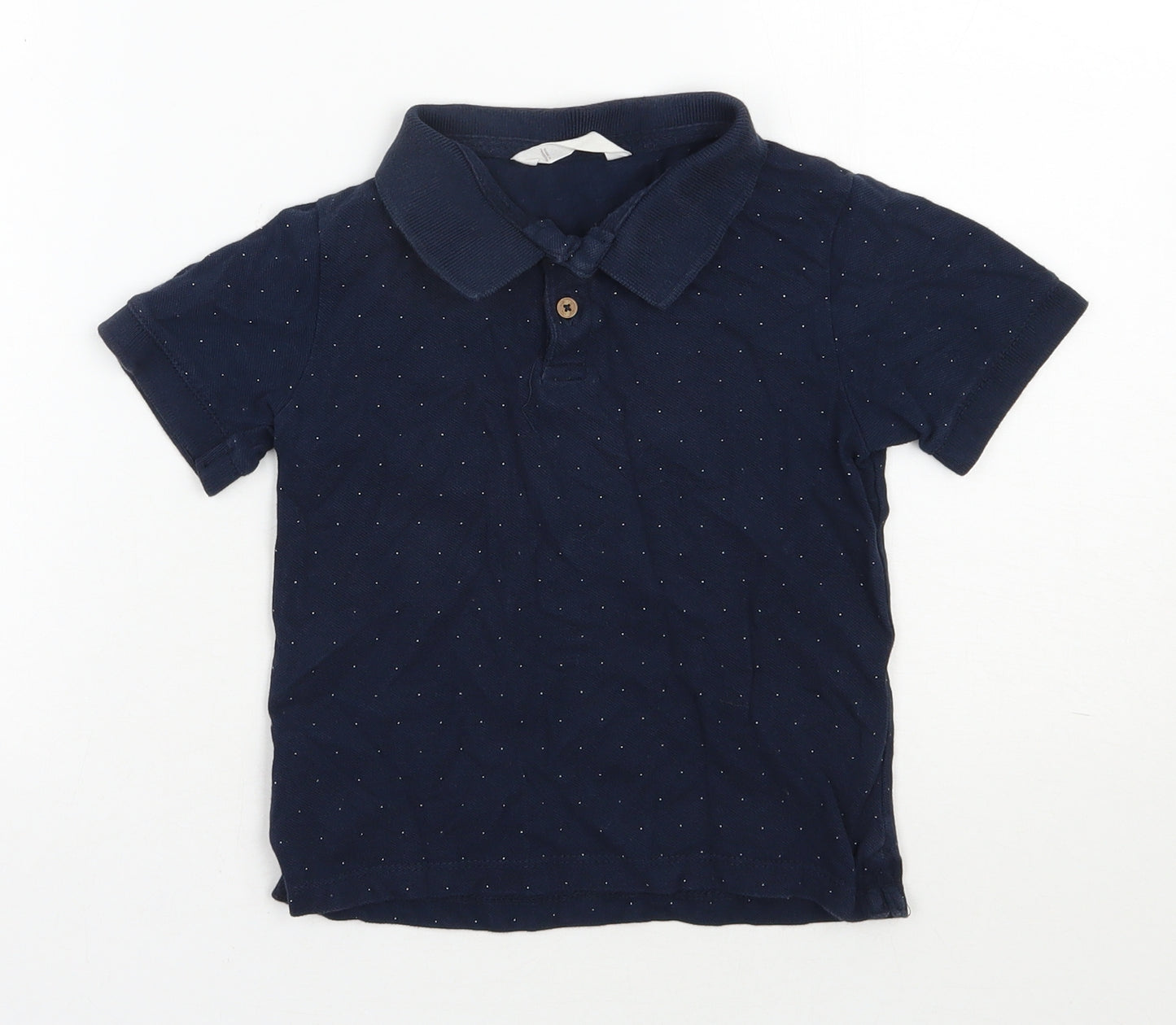 MNG  Boys Blue Spotted Cotton Basic Polo Size 6 Years Collared Button