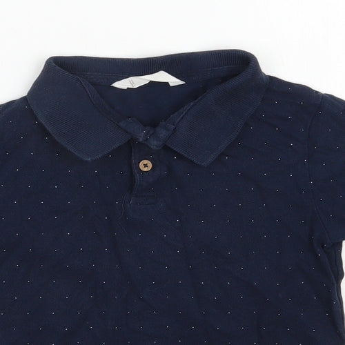 MNG  Boys Blue Spotted Cotton Basic Polo Size 6 Years Collared Button