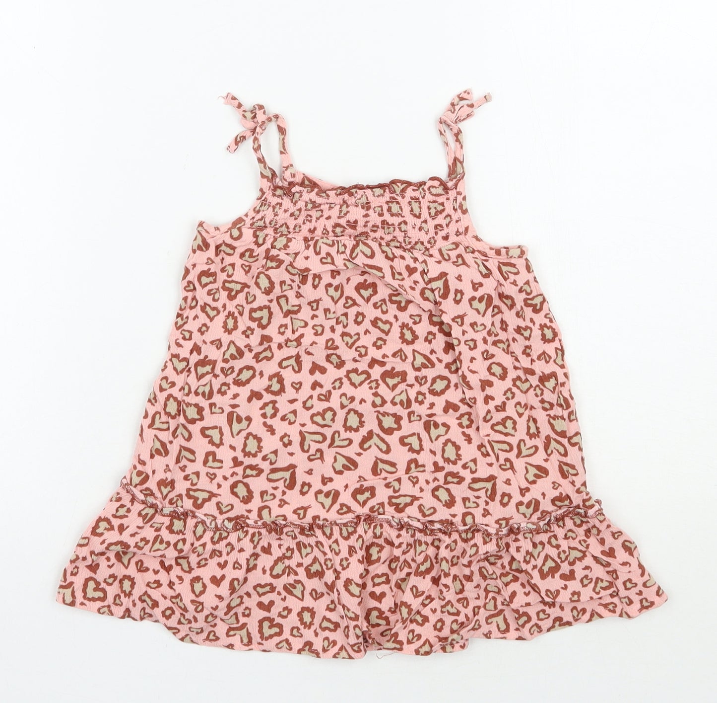 Primark Girls Pink Animal Print Viscose Trapeze & Swing  Size 18-24 Months  Square Neck Pullover
