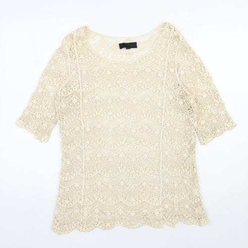 Julie Womens Beige  Polyester Basic Blouse Size S Sweetheart