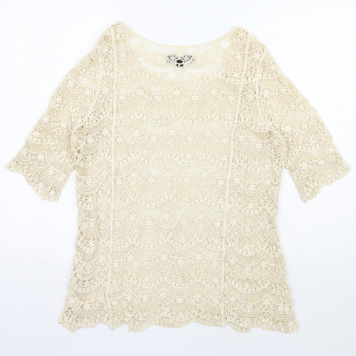 Julie Womens Beige  Polyester Basic Blouse Size S Sweetheart