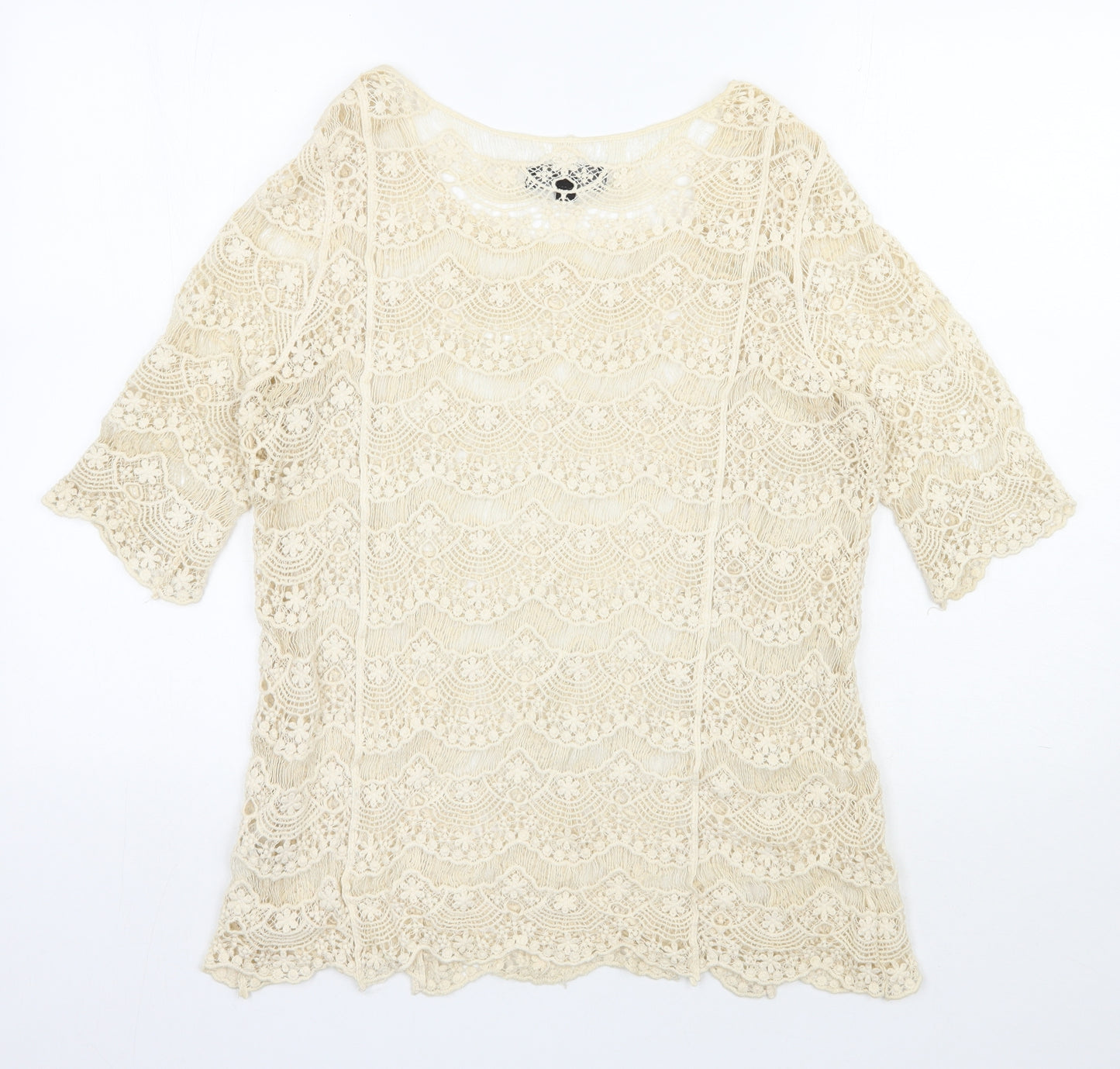Julie Womens Beige  Polyester Basic Blouse Size S Sweetheart