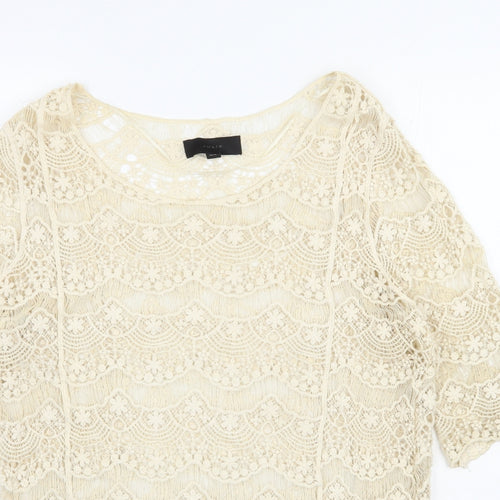 Julie Womens Beige  Polyester Basic Blouse Size S Sweetheart