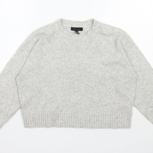 New Look Womens Grey Round Neck  Acrylic Pullover Jumper Size M