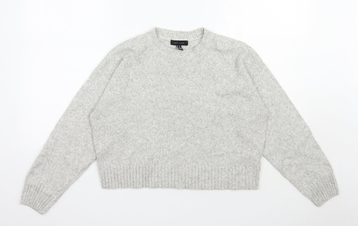 New Look Womens Grey Round Neck  Acrylic Pullover Jumper Size M