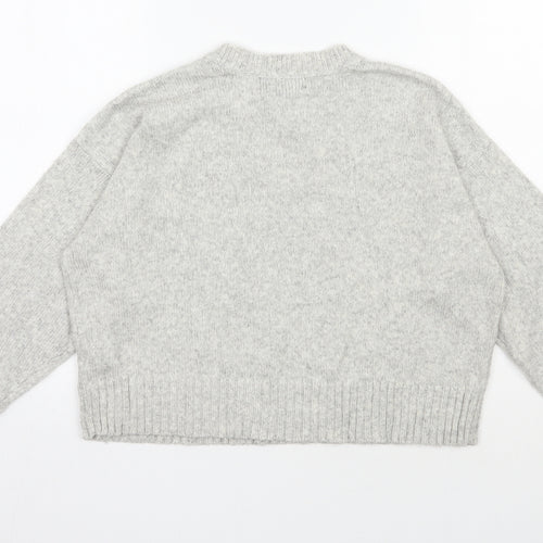 New Look Womens Grey Round Neck  Acrylic Pullover Jumper Size M