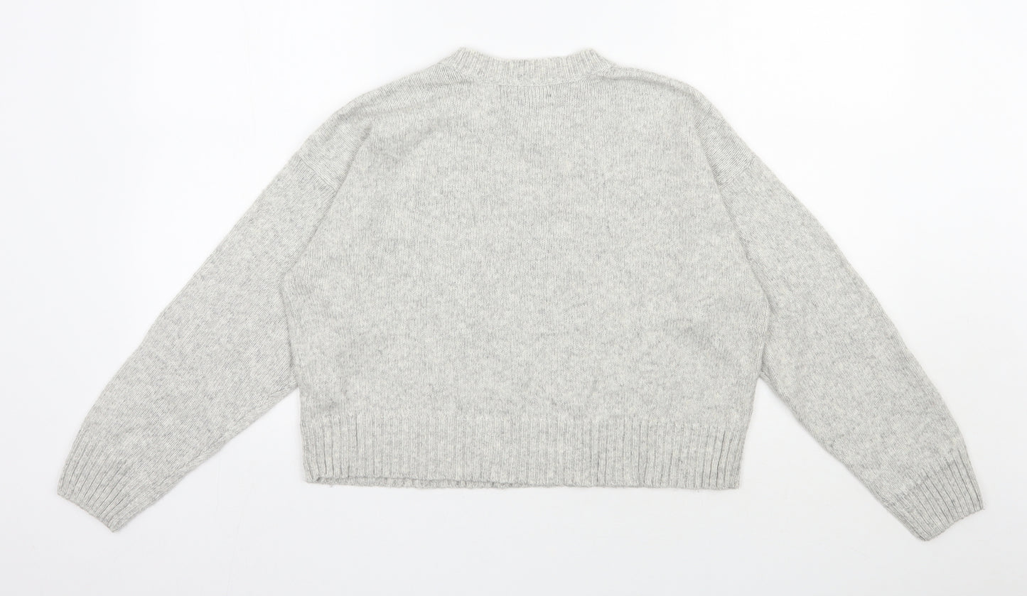 New Look Womens Grey Round Neck  Acrylic Pullover Jumper Size M