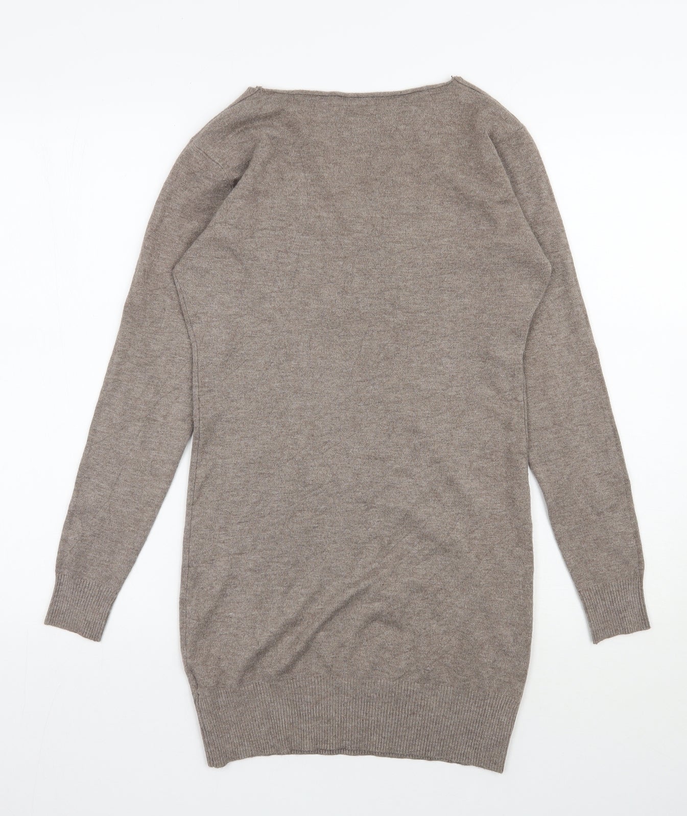 Beauty Womens Brown V-Neck  Viscose Pullover Jumper Size S