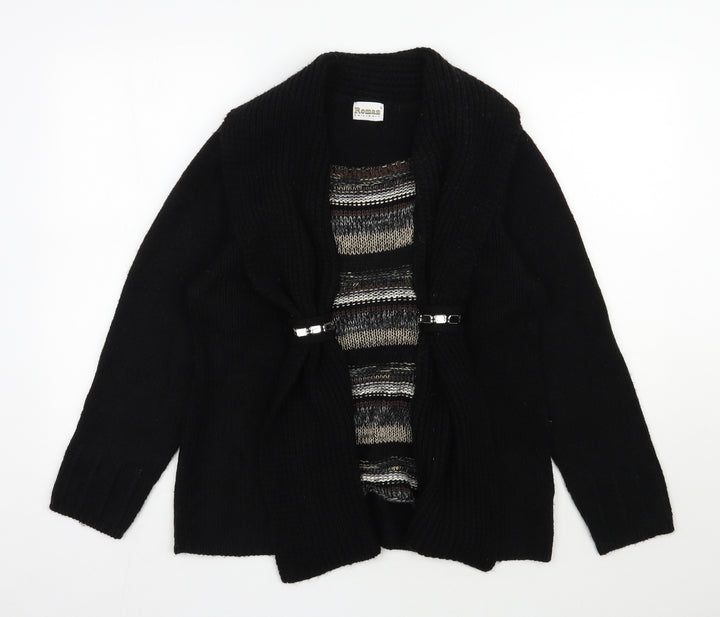 Roman Womens Black Scoop Neck Striped Acrylic Pullover Jumper Size S