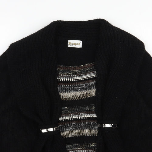 Roman Womens Black Scoop Neck Striped Acrylic Pullover Jumper Size S