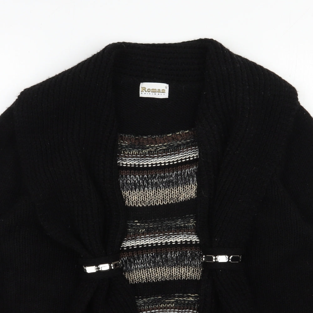 Roman Womens Black Scoop Neck Striped Acrylic Pullover Jumper Size S