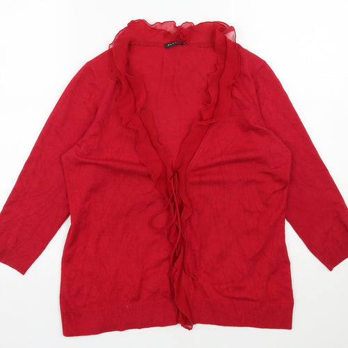 Planet Womens Red V-Neck  Viscose Cardigan Jumper Size M