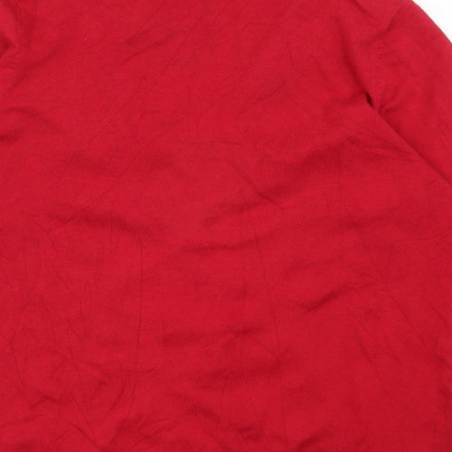 Planet Womens Red V-Neck  Viscose Cardigan Jumper Size M
