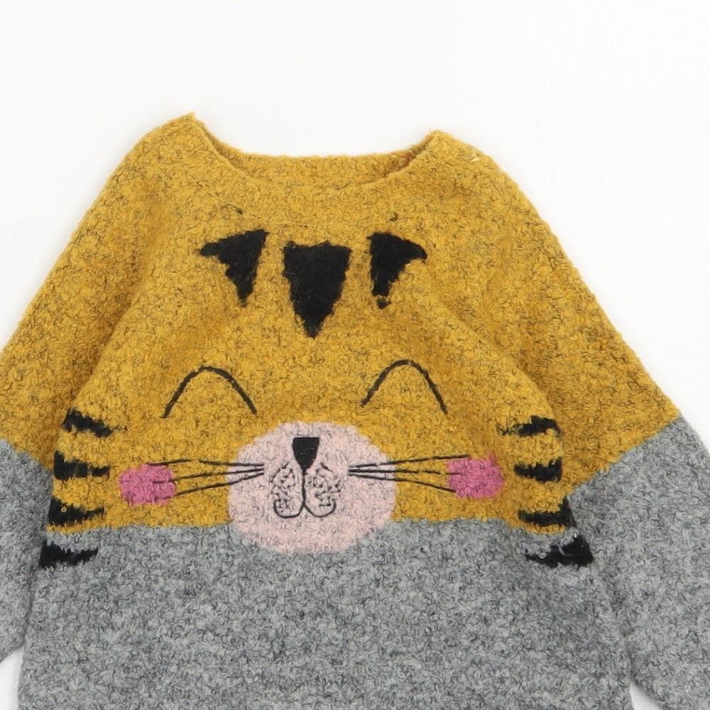 NEXT Girls Grey Round Neck  Acrylic Pullover Jumper Size 2-3 Years  Pullover