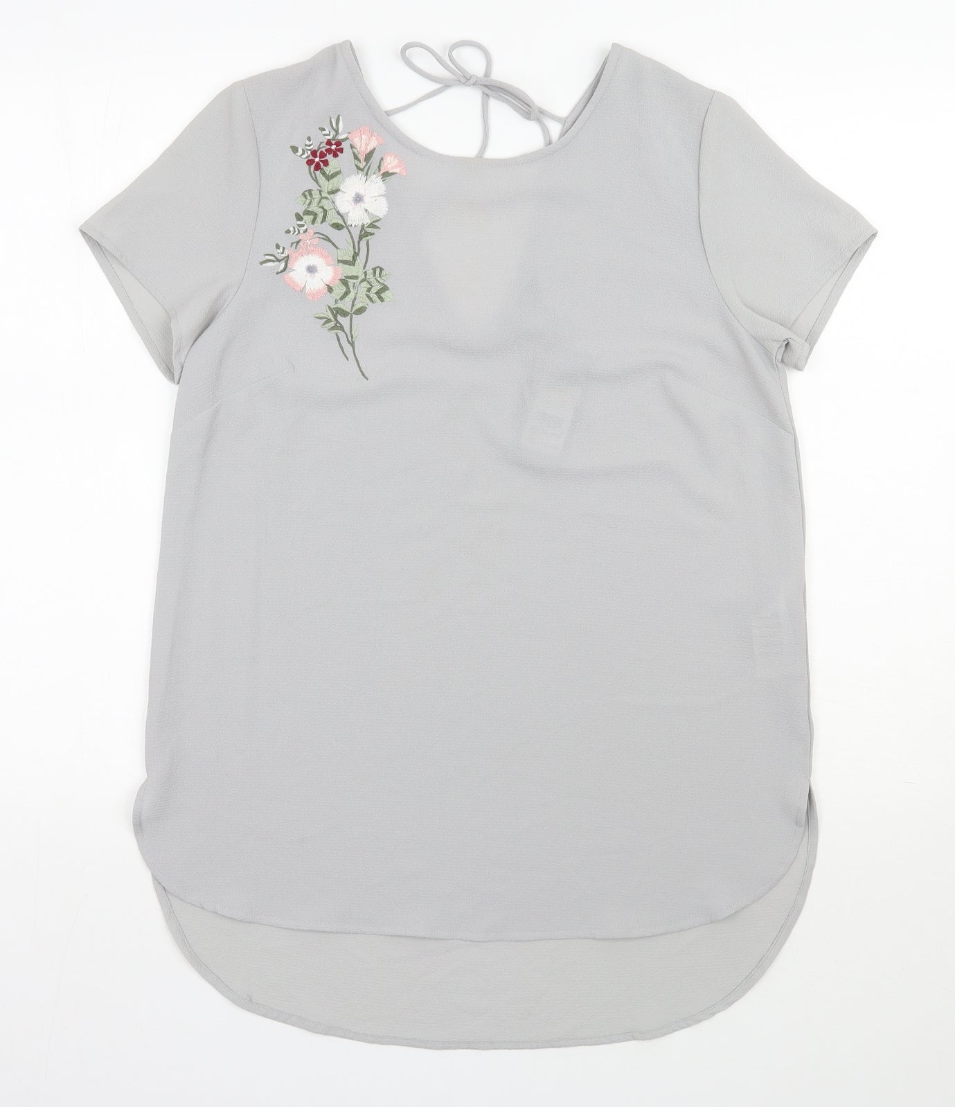 New Look Womens Grey  Polyester Basic Blouse Size 10 Scoop Neck