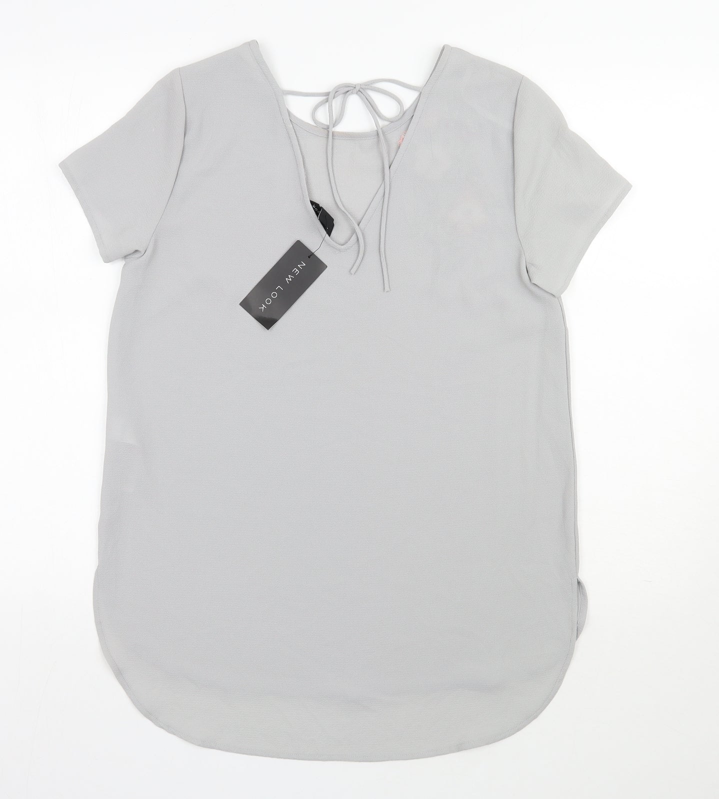 New Look Womens Grey  Polyester Basic Blouse Size 10 Scoop Neck