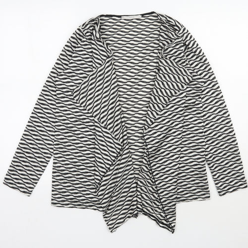 George Womens Beige V-Neck Geometric Polyester Cardigan Jumper Size 12