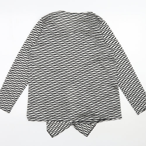 George Womens Beige V-Neck Geometric Polyester Cardigan Jumper Size 12