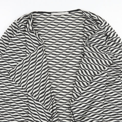 George Womens Beige V-Neck Geometric Polyester Cardigan Jumper Size 12
