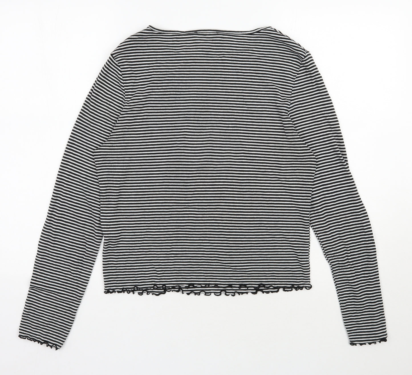 New Look Womens Black Striped Viscose Jersey T-Shirt Size 18 Round Neck