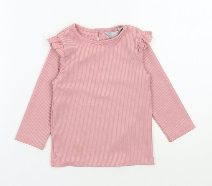 Primark Girls Pink Polyester Pullover Casual Size 9-12 Months Round Neck Pullover