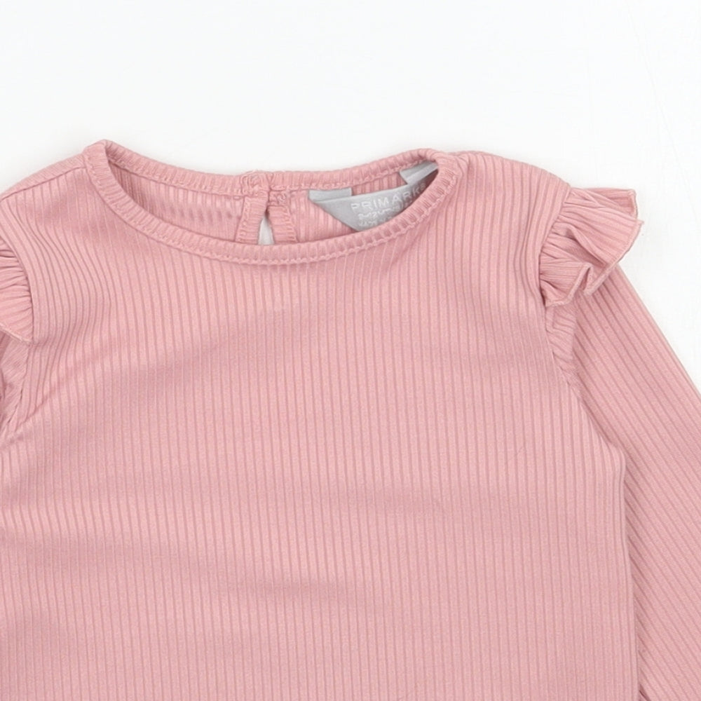 Primark Girls Pink  Polyester Pullover Casual Size 9-12 Months Round Neck Pullover