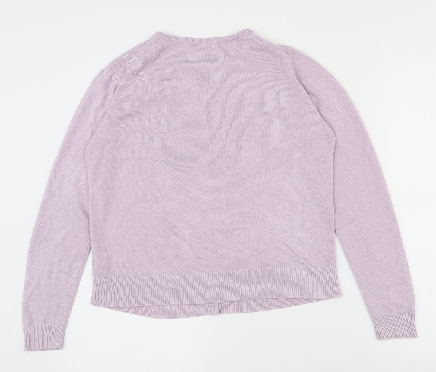 Marks and Spencer Womens Pink Round Neck  Acrylic Cardigan Jumper Size 12