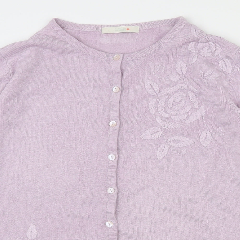 Marks and Spencer Womens Pink Round Neck  Acrylic Cardigan Jumper Size 12
