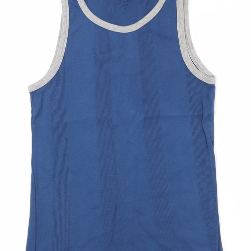NEXT Mens Blue  100% Cotton Pullover Tank Size M Scoop Neck Pullover