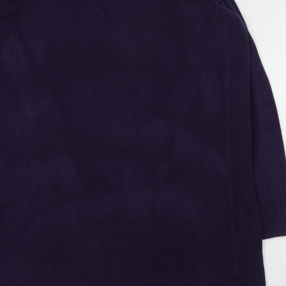 Debenhams Womens Purple Round Neck  Acrylic Cardigan Jumper Size 18