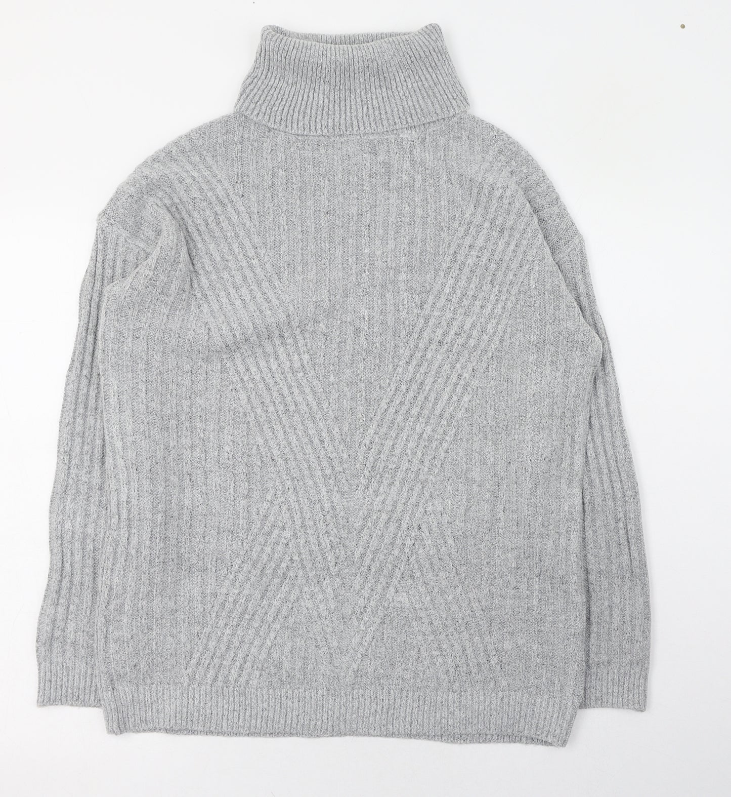 Primark Womens Grey Roll Neck  Polyester Pullover Jumper Size 6