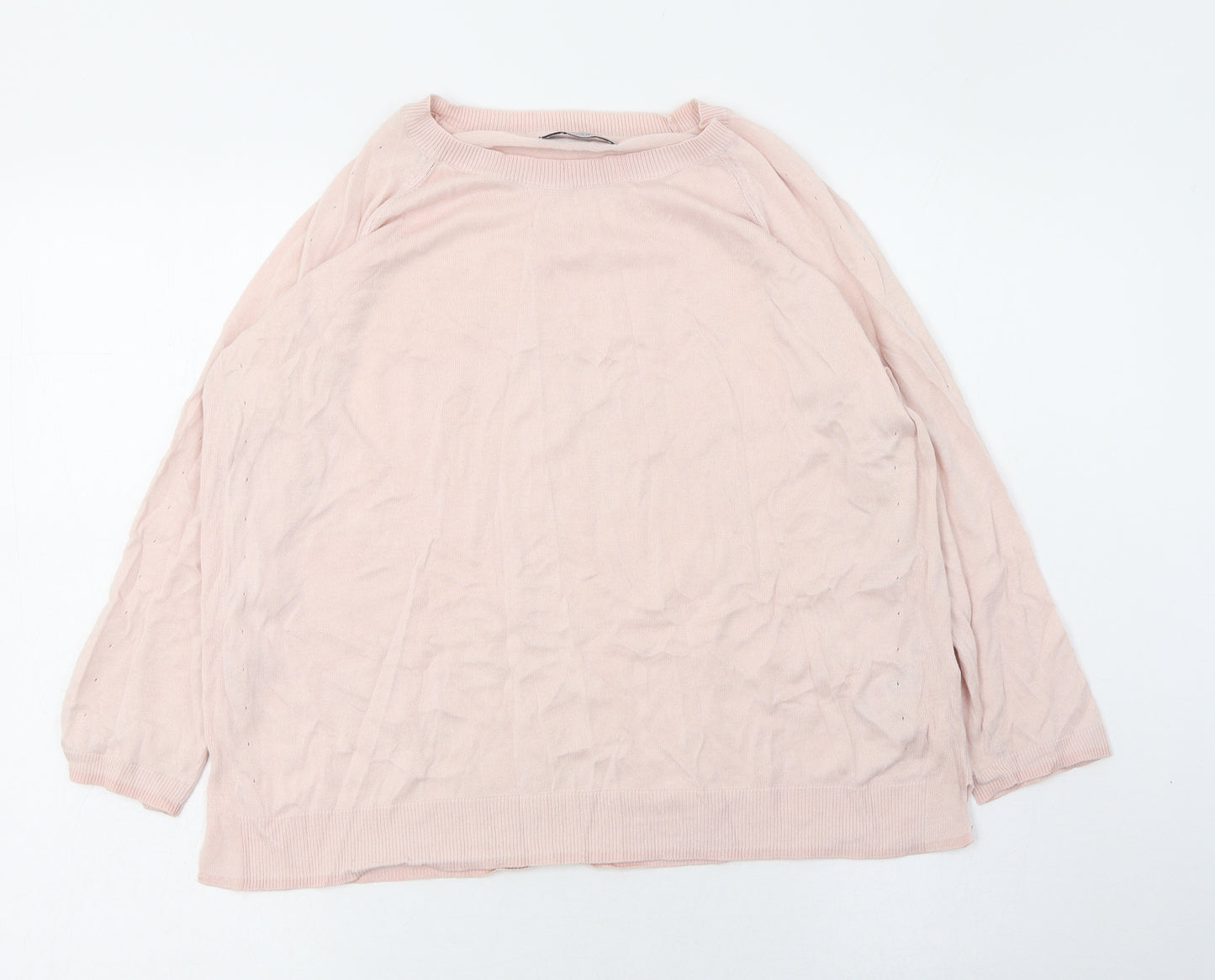 Marks and Spencer Womens Pink Round Neck  Cotton Pullover Jumper Size 16