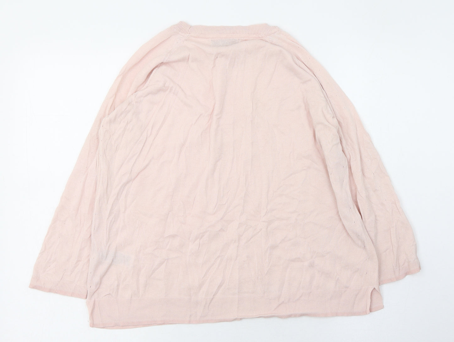 Marks and Spencer Womens Pink Round Neck  Cotton Pullover Jumper Size 16