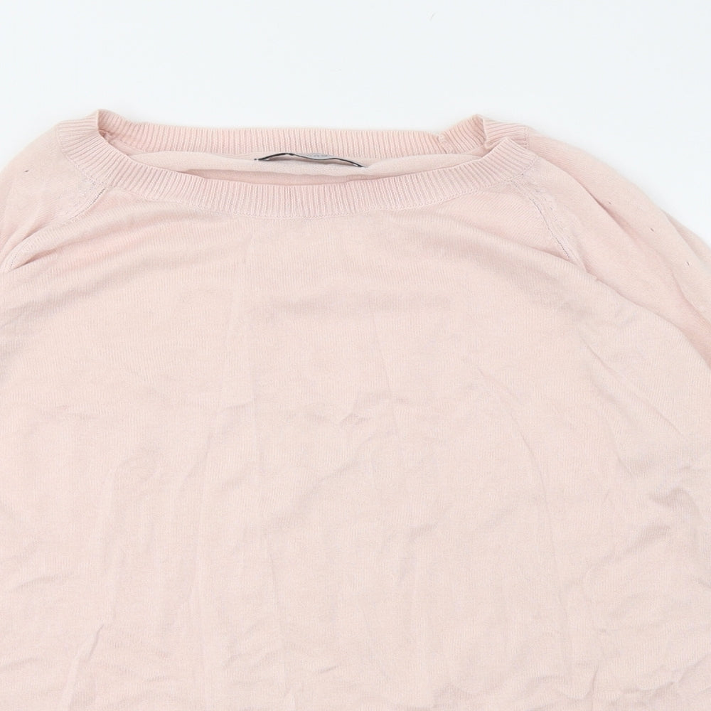 Marks and Spencer Womens Pink Round Neck  Cotton Pullover Jumper Size 16