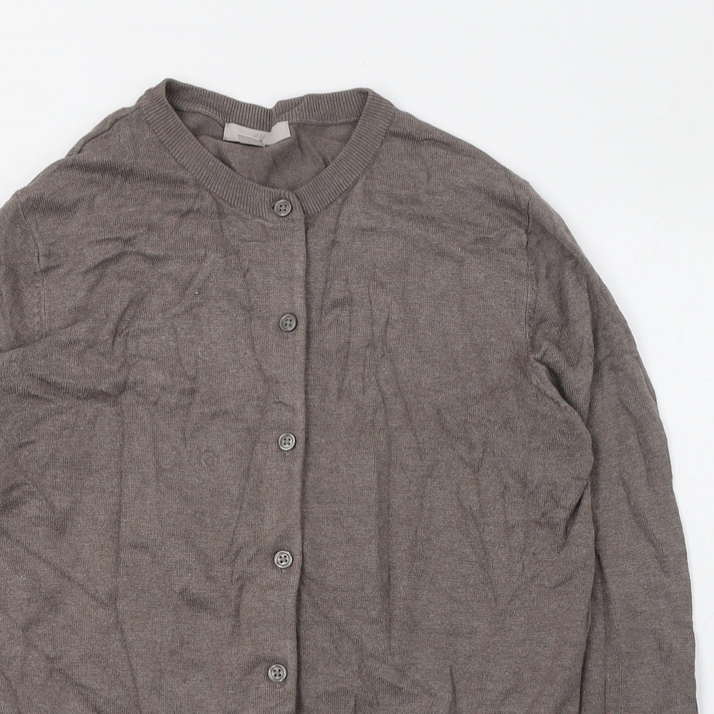 H&M Womens Brown Round Neck  Viscose Cardigan Jumper Size 10