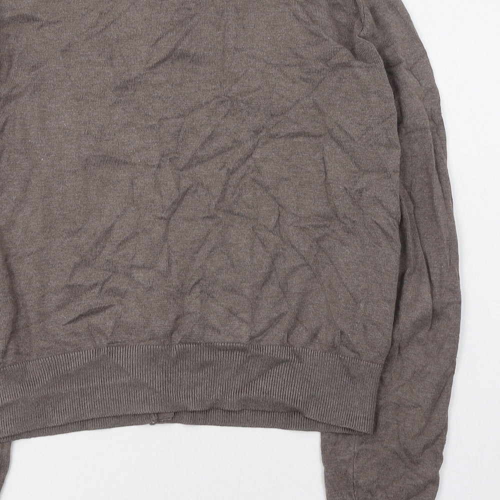 H&M Womens Brown Round Neck  Viscose Cardigan Jumper Size 10