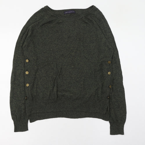 Marks and Spencer Womens Green Round Neck  Cotton Pullover Jumper Size S
