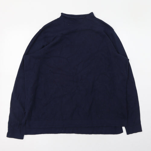 Marks and Spencer Womens Blue Mock Neck  Viscose Pullover Jumper Size 14