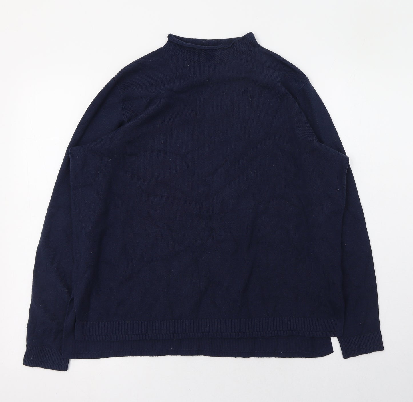 Marks and Spencer Womens Blue Mock Neck  Viscose Pullover Jumper Size 14