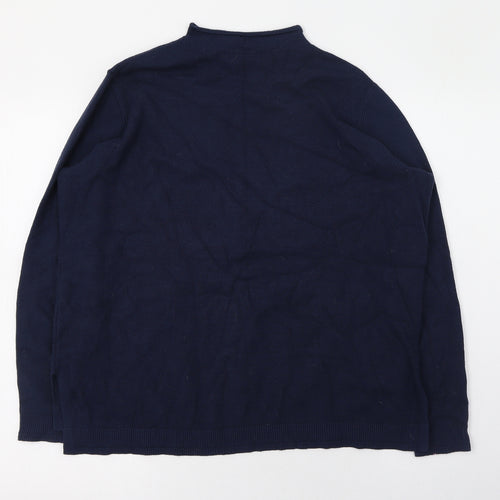 Marks and Spencer Womens Blue Mock Neck  Viscose Pullover Jumper Size 14