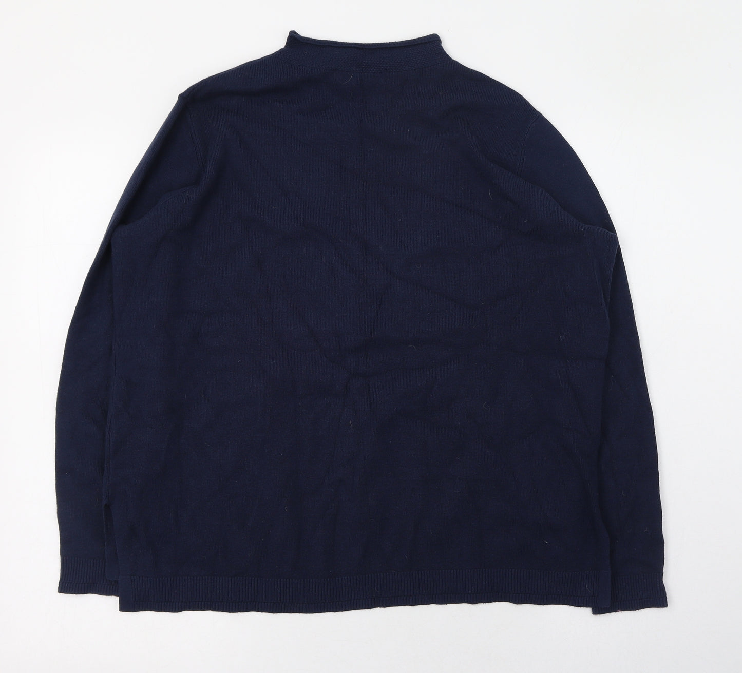 Marks and Spencer Womens Blue Mock Neck  Viscose Pullover Jumper Size 14