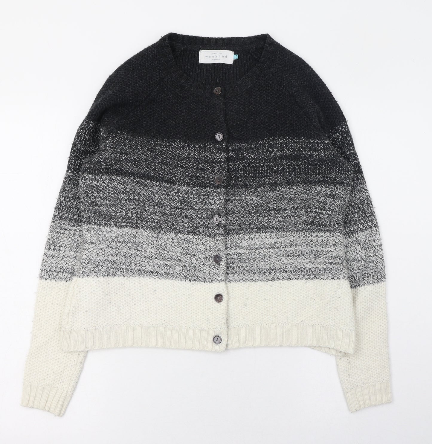 John Lewis Womens Black Round Neck  Viscose Cardigan Jumper Size 14