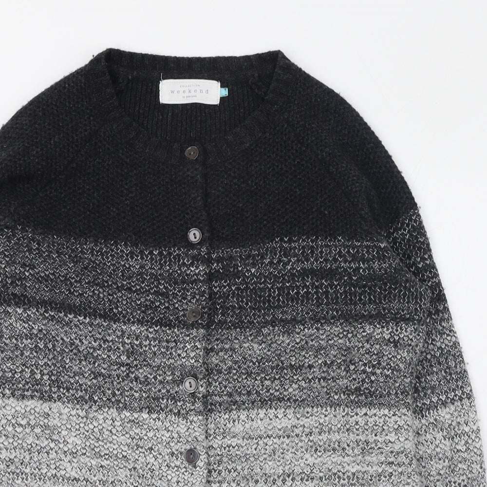 John Lewis Womens Black Round Neck  Viscose Cardigan Jumper Size 14