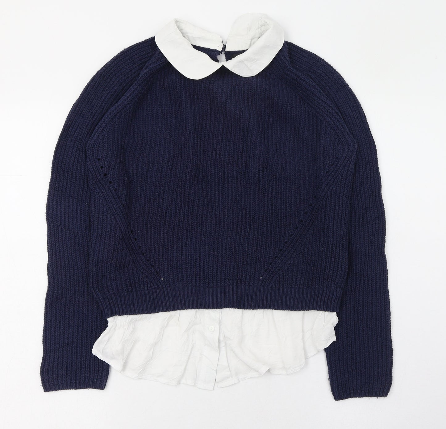 Formula Womens Blue Collared  Polyester Pullover Jumper Size 14
