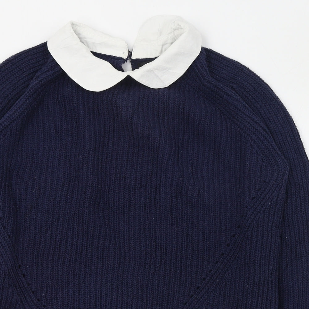 Formula Womens Blue Collared  Polyester Pullover Jumper Size 14