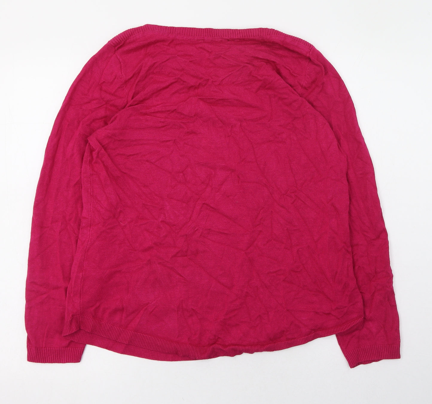 Bonmarché Womens Pink Round Neck  Viscose Pullover Jumper Size 16