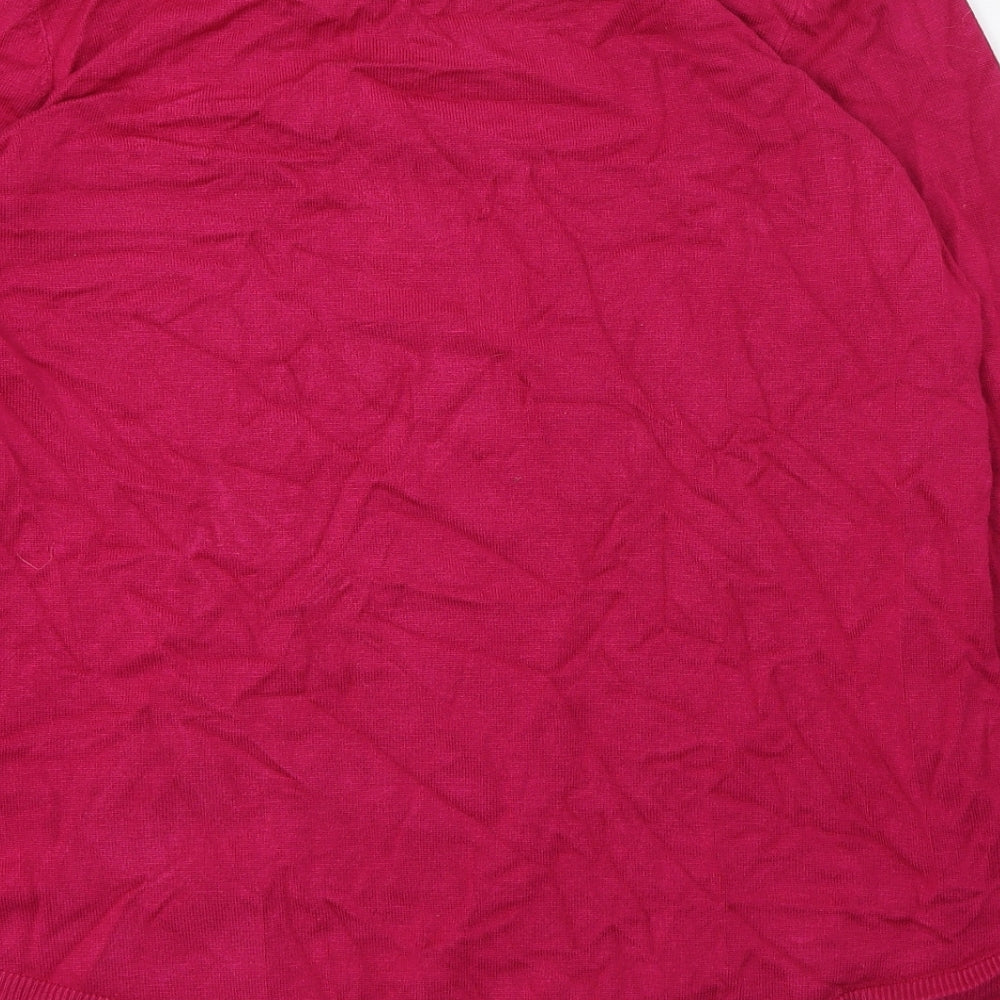 Bonmarché Womens Pink Round Neck  Viscose Pullover Jumper Size 16
