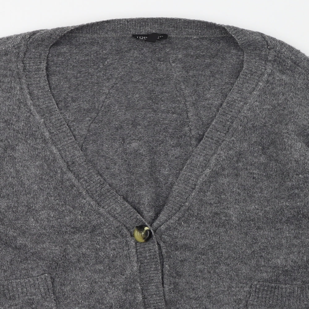 Topshop Womens Grey V-Neck  Acrylic Cardigan Jumper Size 16