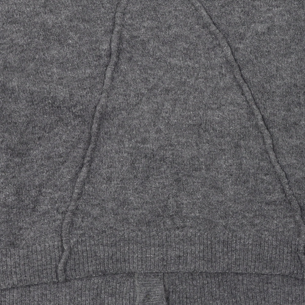 Topshop Womens Grey V-Neck  Acrylic Cardigan Jumper Size 16