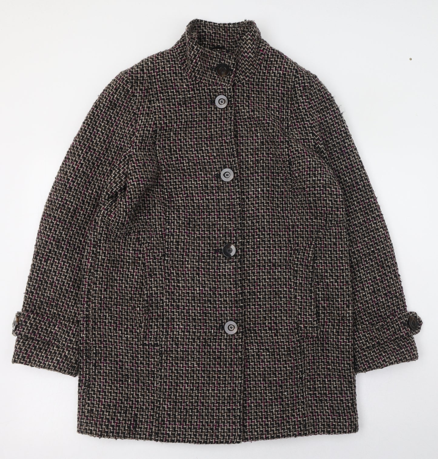 Marks and Spencer Womens Brown   Overcoat Coat Size 12  Button